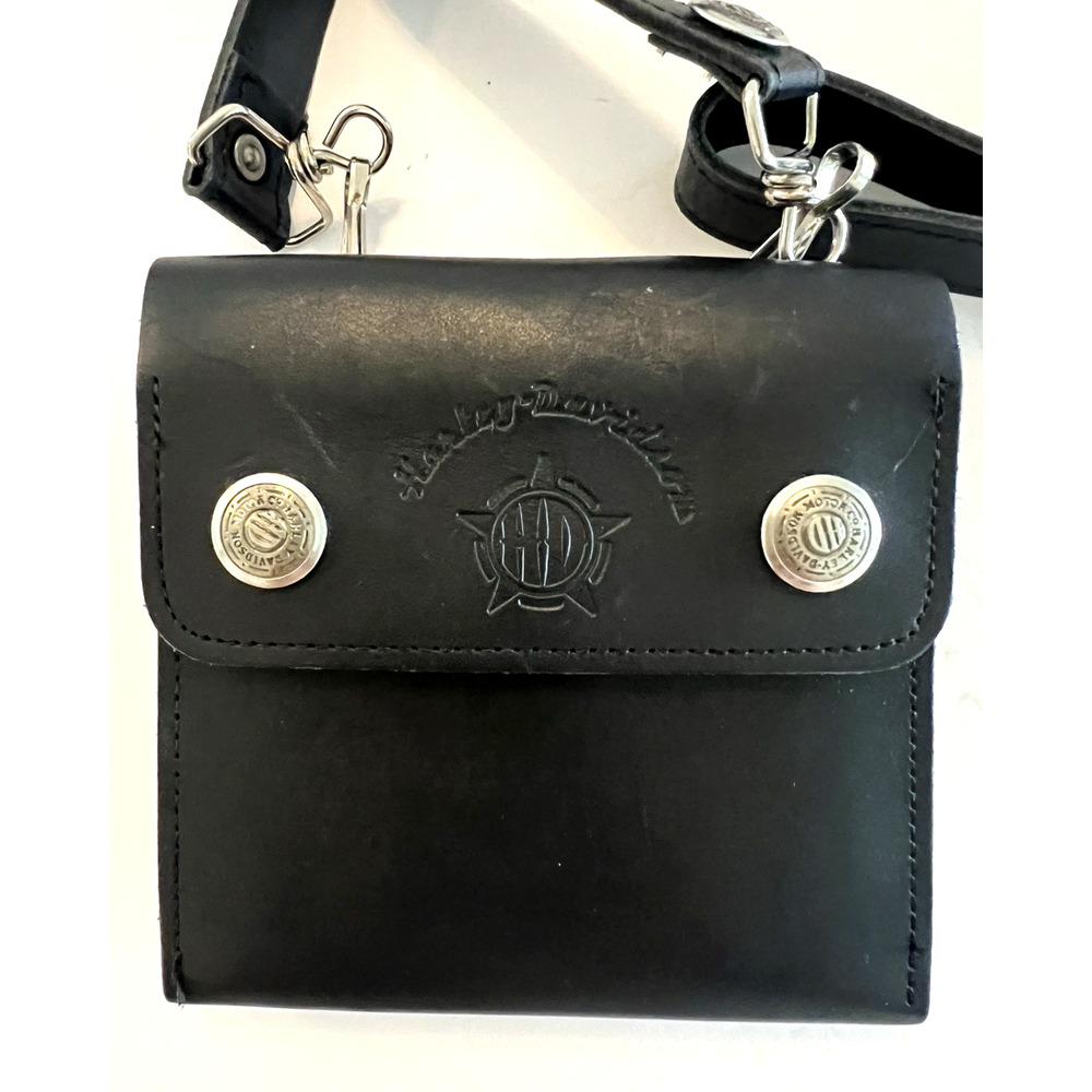 Harley Davidson Leather Crossbody Purse Small Black Shoulder Bag Handbag